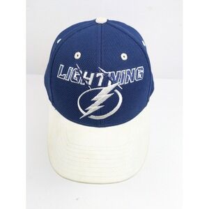 Reebok Adult L/XL Blue White Tampa Bay‎ Lightning NHL Hockey Hat Stretch Fit Cap